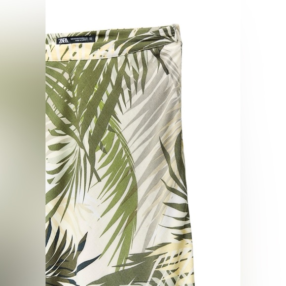 ZARA NWT High Waisted Tropical Flare Midi/ Maxi Skirt Size Large Zip Closure - Picture 6 of 11